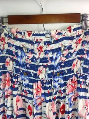 Timing L Strapless Red Blue Floral Maxi Dress thumbnail 2