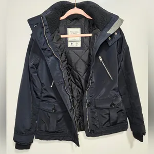 Abercrombie & Fitch Water Wind Resistant Hooded Technical Parka Jacket Size S thumbnail 4