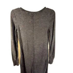 Free People FP Beach Maxi Dress Medium Black Knit Long Sleeve Side Slit Scoop Ne thumbnail 7