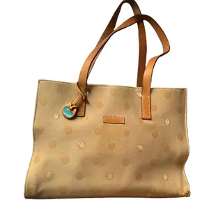 Dooney & Bourke Tan Polka Dot Tote Gold Hardware Bag Charm 12 x 10 x 4 thumbnail 1