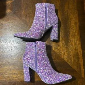 Allegra K Glitter Pointed Toe Chunky Heel Ankle Boots thumbnail 10