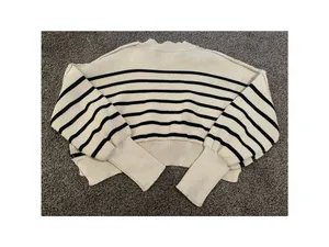 COMMENSE Crew Neck Sweater Off White Black Medium thumbnail 7