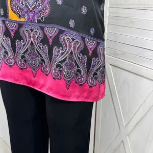 Express Damask Paisley Satin Camisole Tank Top Black Pink Multi Large Y2K‎ Boho thumbnail 6