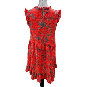 Ces Femme Women's Red Floral Cotton Ruffle Sleeveless Mini‎ Dress Size Medium thumbnail 2