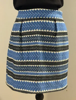 Nomad by Morgan Carper Blue and Black Cotton A-Line Skirt Large thumbnail 1