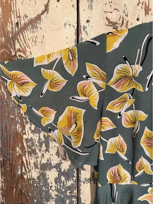 Pink Martini size Large Garden of Love dress Modcloth Green yellow Floral thumbnail 5