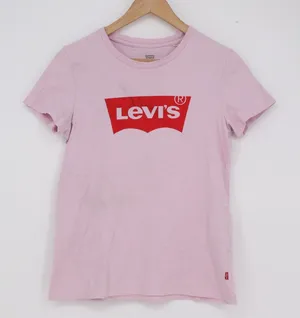 Levis Womens Batwing Logo Graphic T-Shirt Pink Short Sleeve Crew Neck Small thumbnail 1