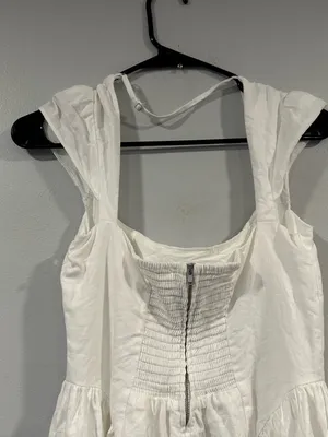 Reformation Oaklyn Linen Dress Cap Sleeve White Sz 6 thumbnail 4