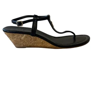 Tory Burch‎ Pauline Demi Cork Wedge Sandals Black 8.5 thumbnail 14