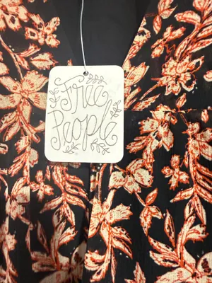 Free People V-Neck Red and Black Floral Mini Dress Women's Size Small NWT Boho thumbnail 4