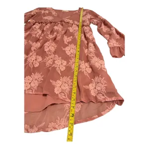 Altard State Dusty Rose Floral Embroidered Ruffle V Neck Mini Dress Long Sleeve thumbnail 9