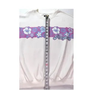 Playboy by PacSun White Surf Classic Hibiscus Floral Crewneck Sweatshirt Womens thumbnail 5