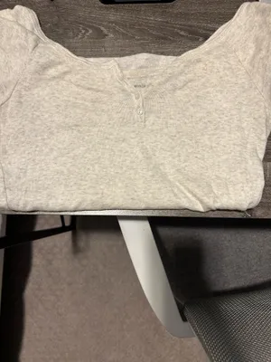 Brandy Melville light grey heather white short sleeve button up shirt thumbnail 3