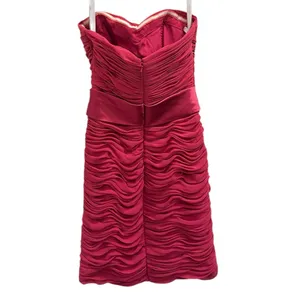 VTG Y2K Bill Levkoff Pink Chiffon Pintuck Strapless Mini Dress Party Hoco XXS XS thumbnail 2