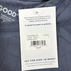 Life is Good Casual Hamsa Lotus Graphic Tee Dusty‎ Blue Gray Cotton Shirt NWT thumbnail 4