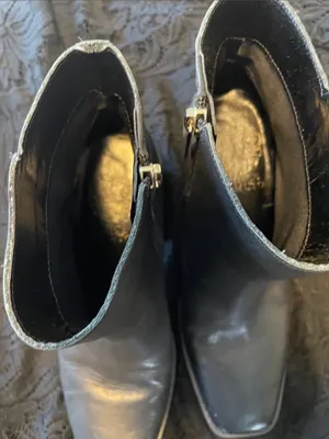 Vince Camuto Black Leather Ankle Booties with Side Zip thumbnail 6