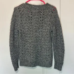 Banana Republic Cable Knit Sweater Made of Italian Yarn‎ Gray and Gold Size: S thumbnail 3