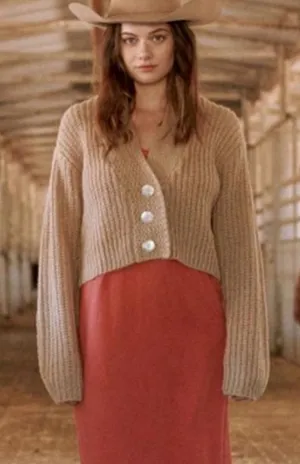 The Great. 0 XS‎ Montana Crop Cardigan Beige Tan Relaxed Boxy Boho thumbnail 1
