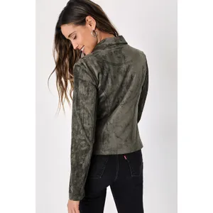 Lulus Wild at Heart Olive Green Vegan Suede Moto Jacket S NWT thumbnail 7