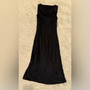 NEW RAILS Nat Satin Cowl-Neck Sleeveless Black Midi Dress sz M thumbnail 4