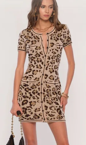 Heartloom‎ Vivette Leopard Print Knit Dress Sz L thumbnail 1