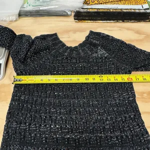 Narciso Rodriguez‎ for Design Nation Black Gunmetal Metallic Open Knit Sweater S thumbnail 7