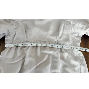Hunter Bell Linen Blend Midi Dress M Natural Puff Sleeve V Neck Cottagecore thumbnail 11