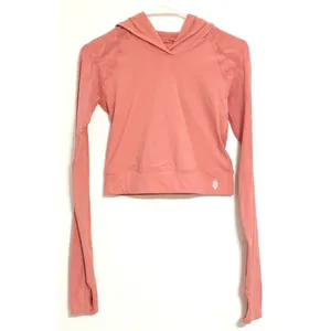 Free People Movement Lucky Layer Crop Cutout Hoodie Top Crush Blush Size M/L thumbnail 3