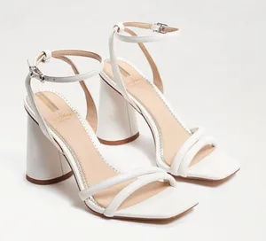 Sam Edelman Kia Women's open toe heels white leather 10 wide thumbnail 1
