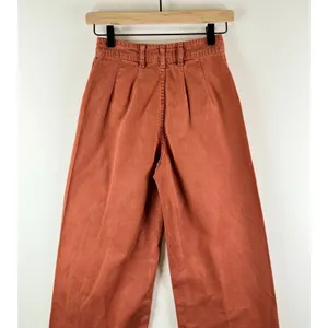 We The Free People Women Pants Brown Hi Rise Wide Leg Canvas Baggy Chino Size 24 thumbnail 6