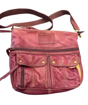 Fossil VTG wms red gold ware leather crossbody shoulder handbag SKU 10-050 thumbnail 1