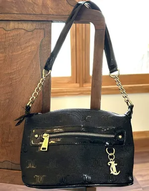 Juicy Couture Black Patent Leather Nailed It Shoulder Bag Vegan thumbnail 1
