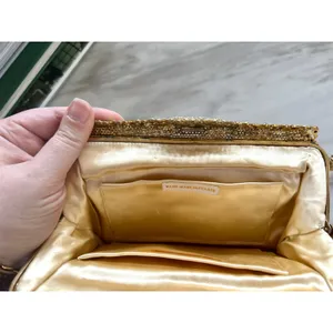 Le Goût du Jour Gold Beaded Swirl Rhinestone Filigree 50s Wrist Bag thumbnail 5