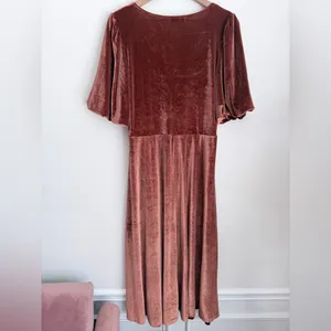 Baltic Born Rust Velvet Nora Maxi Dress square neck short sleeve XL thumbnail 2