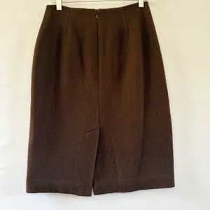 Lauren Ralph Lauren Brown Wool Blend Pencil Skirt Size 2 Knee Length Lined Vent thumbnail 2