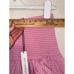 Self Contrast Pink Striped Smocked Ruffle Mini Skirt 100%‎ cotton Barbiecore NEW thumbnail 5
