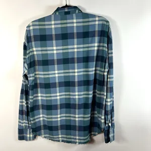 Free People Loveland Plaid‎ Button Down Shirt Blue Rayon Cotton Tunic Sz XS Boho thumbnail 6