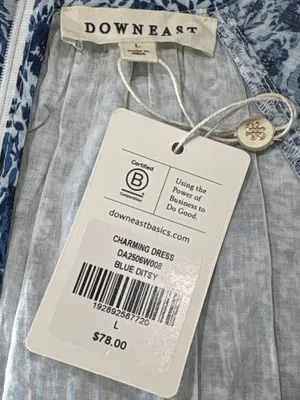 Downeast Charming Dress in Blue Ditsy Large New Womens Long Gown Dress thumbnail 5
