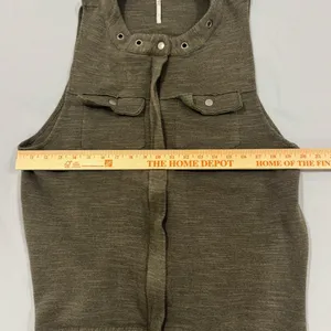 Free People‎ Olive Green Knit Sleeveless Tunic Vest Grommet Neck Womens Small thumbnail 5