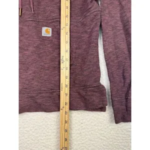 Carhartt‎ Newberry Hoodie Womens XS Relaxed Fit Maroon French Terry Pullover thumbnail 4