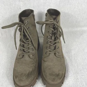 MIA Terrie Lace Up Combat Boot Olive Green Women’s 7.5 Chunky Heel Ankle Boot thumbnail 8