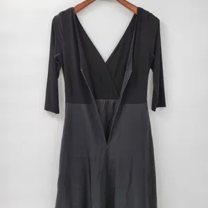 Alfred Sung Maxi Dress Womens 8 Black Ballet Top Taffeta Skirt V-Neck 3/4 Sleeve thumbnail 5