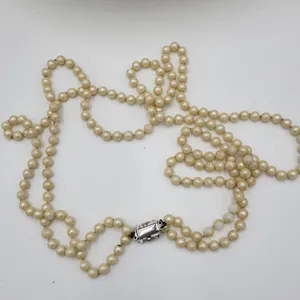 Vintage Womens Double Strand Faux Pearl Necklace 28" Cream Fashion Accessories thumbnail 11
