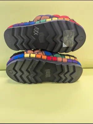 UGG Rainbow Puff Platform Slide Slippers with Black Plush thumbnail 5