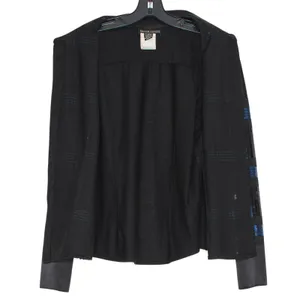 Frank Lyman Y2K Sequin Button Up Top Black Blue Stripe 14 Glam Disco Party Retro thumbnail 3