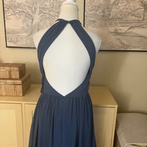 THEIA Allison Backless High Neck Bridesmaid‎ Dress in Denim Slate Blue Sz 10 thumbnail 5