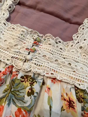 NWT Boho Floral Print Crochet Lace Strap Swing Tank thumbnail 3