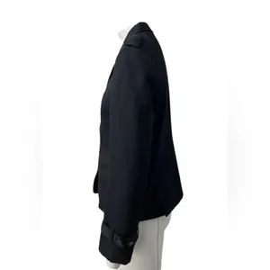 Burberry London Wool Blazer Nylon Pockets Black Womens 4 thumbnail 2