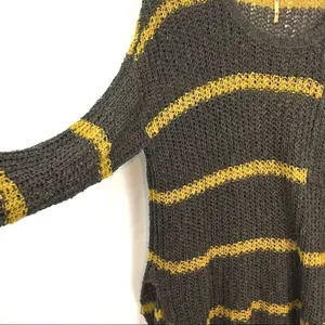 Free People Greenwhich Village Striped Oversized Cotton Knit Sweater Size XS thumbnail 6