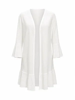 Cupshe Crisp Weave White Cover-Up Kimono Large thumbnail 4